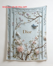 Dior Floral Bird Flannel Sofa Throw Blanket D020